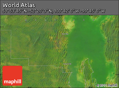 Satellite Map of the Area around 52° 6' 54" N, 100° 13' 29" W