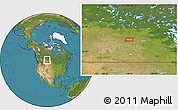 Satellite Location Map of the area around 52° 6' 54" N, 106° 10' 30" W