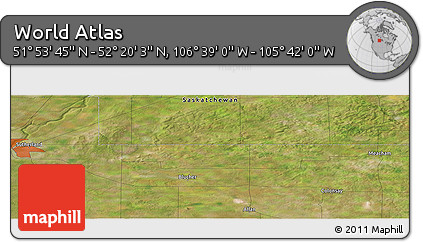 Satellite Panoramic Map of the Area around 52° 6' 54" N, 106° 10' 30" W