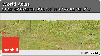 Satellite Panoramic Map of the Area around 52° 6' 54" N, 106° 10' 30" W