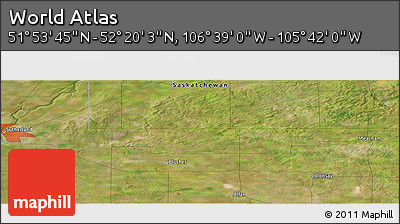 Satellite Panoramic Map of the Area around 52° 6' 54" N, 106° 10' 30" W
