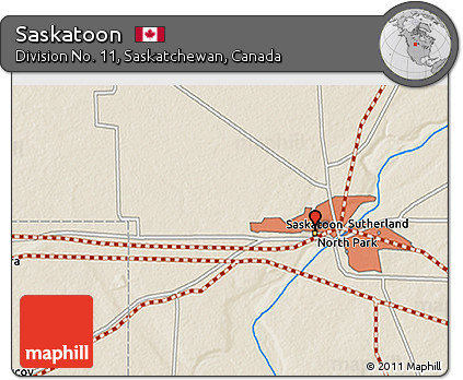 Shaded Relief 3D Map of Saskatoon