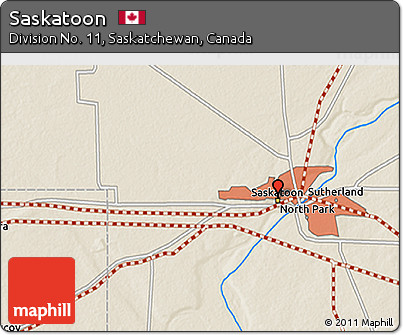 Shaded Relief 3D Map of Saskatoon
