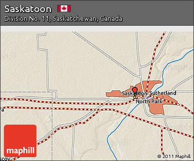 Shaded Relief 3D Map of Saskatoon