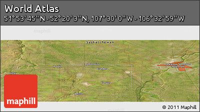 Satellite Panoramic Map of the Area around 52° 6' 54" N, 107° 1' 30" W