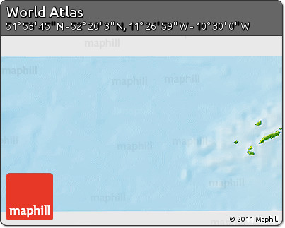 Physical 3D Map of the Area around 52° 6' 54" N, 10° 58' 29" W