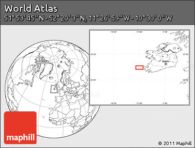 Blank Location Map of the Area around 52° 6' 54" N, 10° 58' 29" W