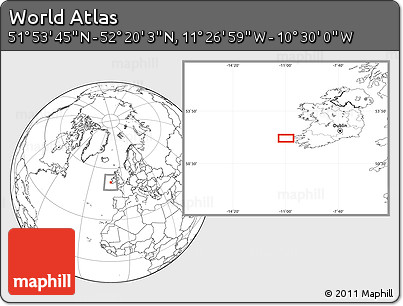 Blank Location Map of the Area around 52° 6' 54" N, 10° 58' 29" W