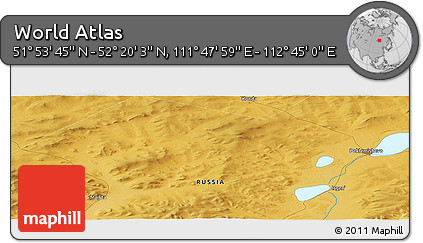 Physical Panoramic Map of the Area around 52° 6' 54" N, 112° 16' 30" E