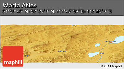 Physical Panoramic Map of the Area around 52° 6' 54" N, 112° 16' 30" E
