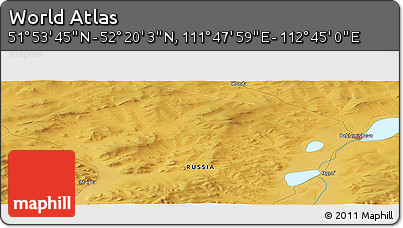 Physical Panoramic Map of the Area around 52° 6' 54" N, 112° 16' 30" E