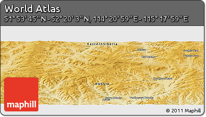 Physical Panoramic Map of the Area around 52° 6' 54" N, 114° 49' 29" E