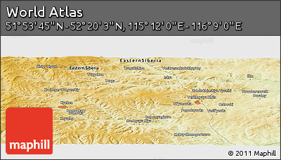 Physical Panoramic Map of the Area around 52° 6' 54" N, 115° 40' 30" E
