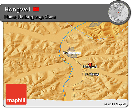Political 3D Map of Hongwei