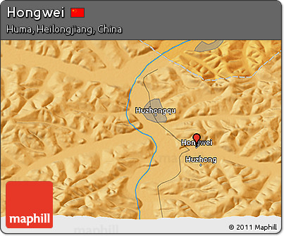 Political 3D Map of Hongwei