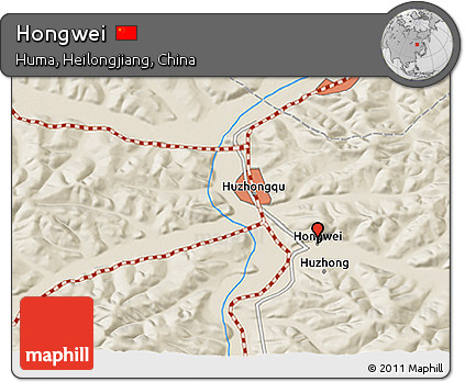 Shaded Relief 3D Map of Hongwei