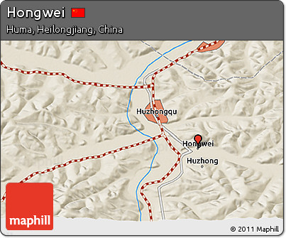 Shaded Relief 3D Map of Hongwei
