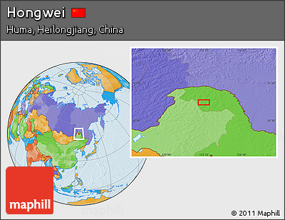 Political Location Map of Hongwei