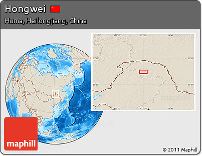 Shaded Relief Location Map of Hongwei
