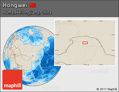 Shaded Relief Location Map of Hongwei