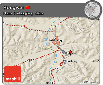 Shaded Relief Map of Hongwei