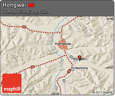 Shaded Relief Map of Hongwei