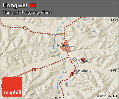 Shaded Relief Map of Hongwei