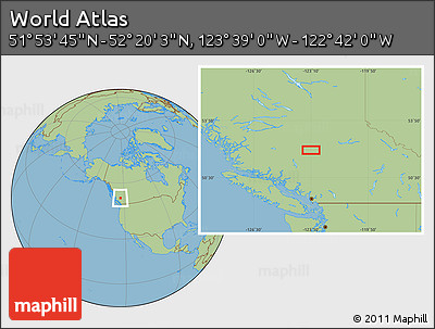 Savanna Style Location Map of the Area around 52° 6' 54" N, 123° 10' 30" W
