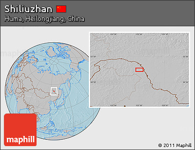 Gray Location Map of Shiliuzhan, hill shading