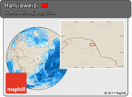 Shaded Relief Location Map of Hanjiaweizi