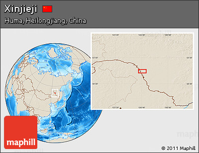 Shaded Relief Location Map of Xinjieji