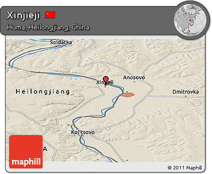 Shaded Relief Panoramic Map of Xinjieji