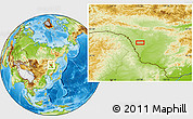 Physical Location Map of the area around 52° 6' 54" N, 127° 34' 30" E
