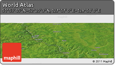 Satellite Panoramic Map of the Area around 52° 6' 54" N, 128° 25' 30" E