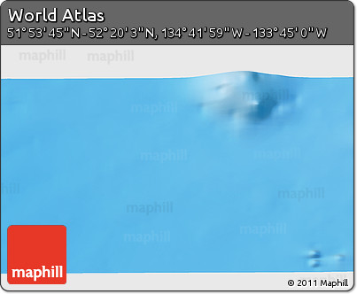 Physical 3D Map of the Area around 52° 6' 54" N, 134° 13' 29" W