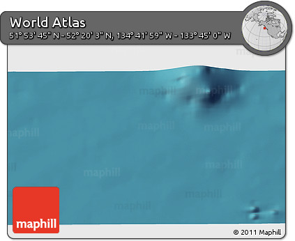 Satellite 3D Map of the Area around 52° 6' 54" N, 134° 13' 29" W