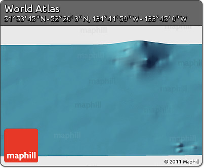 Satellite 3D Map of the Area around 52° 6' 54" N, 134° 13' 29" W