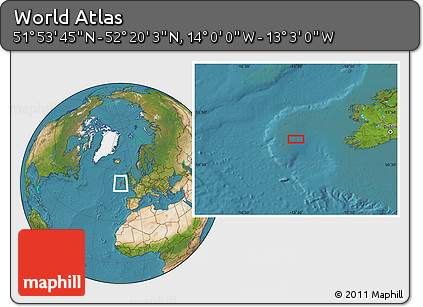 Satellite Location Map of the Area around 52° 6' 54" N, 13° 31' 30" W