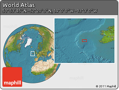 Satellite Location Map of the Area around 52° 6' 54" N, 13° 31' 30" W