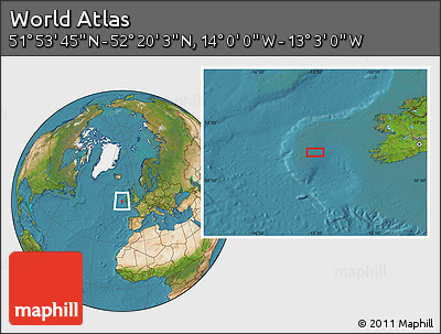 Satellite Location Map of the Area around 52° 6' 54" N, 13° 31' 30" W