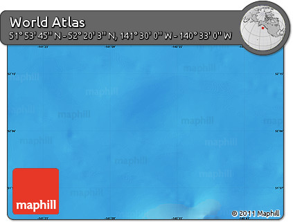 Shaded Relief Map of the Area around 52° 6' 54" N, 141° 1' 30" W