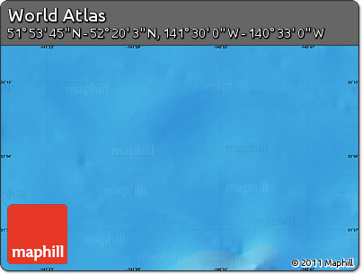 Shaded Relief Map of the Area around 52° 6' 54" N, 141° 1' 30" W