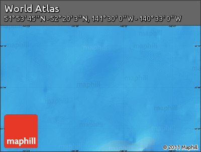 Shaded Relief Map of the Area around 52° 6' 54" N, 141° 1' 30" W