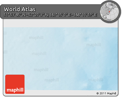 Physical 3D Map of the Area around 52° 6' 54" N, 143° 43' 29" E