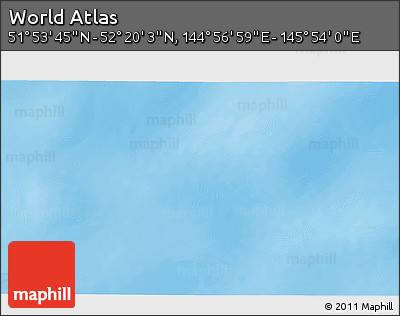 Physical 3D Map of the Area around 52° 6' 54" N, 145° 25' 30" E