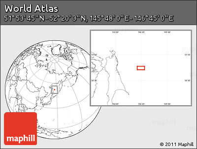 Blank Location Map of the Area around 52° 6' 54" N, 146° 16' 30" E