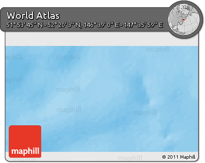 Physical 3D Map of the Area around 52° 6' 54" N, 147° 7' 30" E
