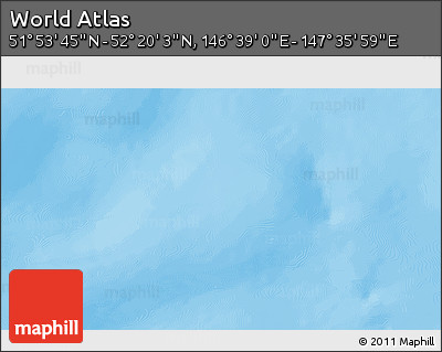 Physical 3D Map of the Area around 52° 6' 54" N, 147° 7' 30" E