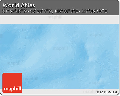Physical 3D Map of the Area around 52° 6' 54" N, 147° 7' 30" E
