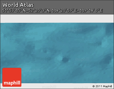 Satellite 3D Map of the Area around 52° 6' 54" N, 148° 49' 29" E
